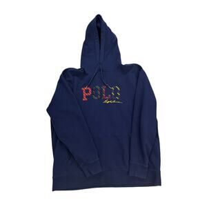 Polo Ralph Lauren Graphic Logo Fleece Hoodie Navy Blue Size XXXLT